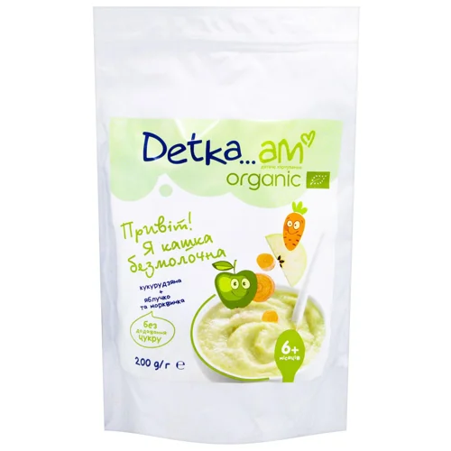 Каша Detka..am Organic безмолочна кукурудзяна з яблуком і морквою 200г