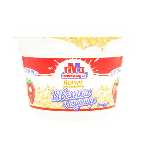 Йогурт 2.5% з наповнювачем Вівсянка-полуниця Гормолзавод №1 ст 200г