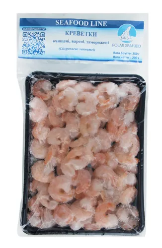 Креветки варені очищені заморожені Polar Seafood лоток 250г