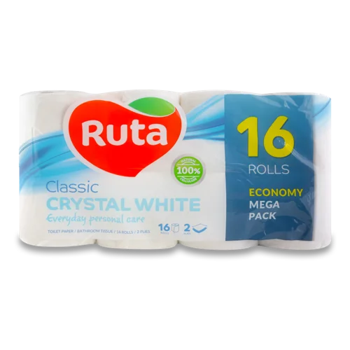 Туалетний Папір 2-Шаровий Crystal White Classic Ruta, 16 шт