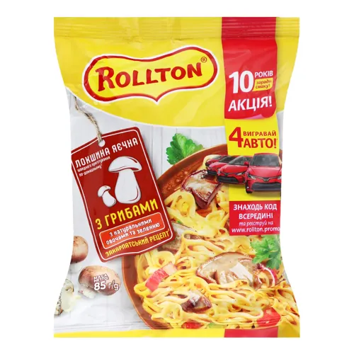 Локшина швидкого приготування яєчна з грибами По-домашньому Rollton м/у 85г
