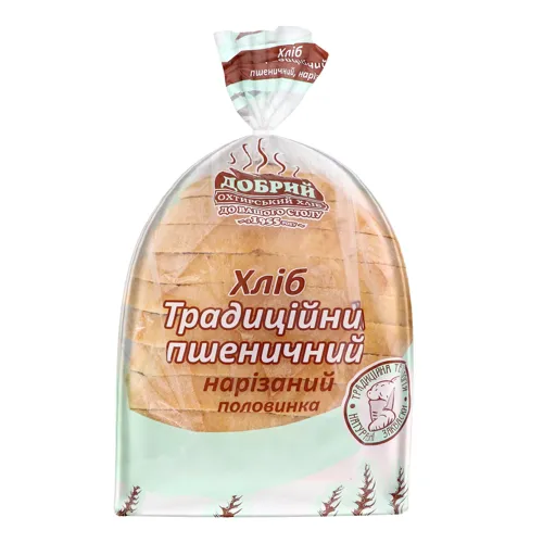 Хліб пшеничний половинка в нарізці Традиційний Добрий 0.3кг