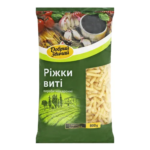 Вироби макаронні Ріжки виті Добрий звичай м/у 800г
