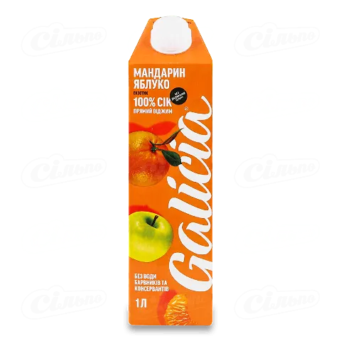 Сік Galicia Мандарин-яблуко неосвітлений пастеризований 1л