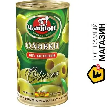 Оливки без кісточок (ключ) 370г преміум ж/б ТМ Чемпіон