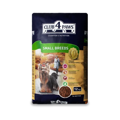 Корм сухий для дорослих собак малих порід, Club 4 Paws, м/в, 12 кг
