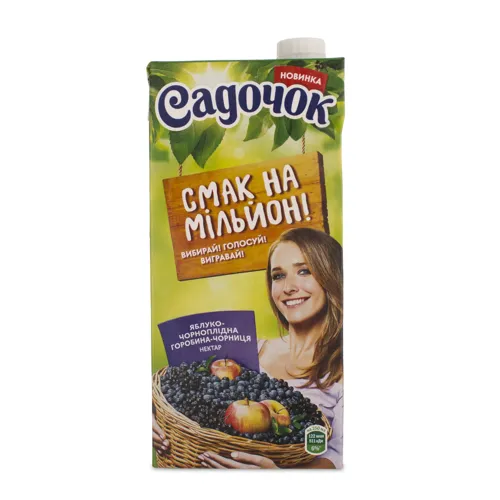 Нектар освітлений Яблуко-чорноплідна горобина-чорниця Садочок 0.95л