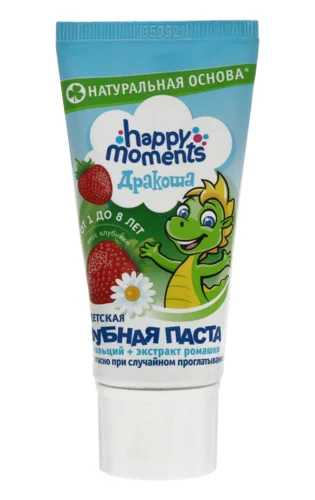 Дитяча Зубна Паста Гелева Полуниця Happy Moments, 60мл