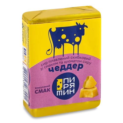 Сир Плавлений Скибковий Зі Смаком Та Ароматом Сиру Чеддер Пирятин м/у, 38%, 70г