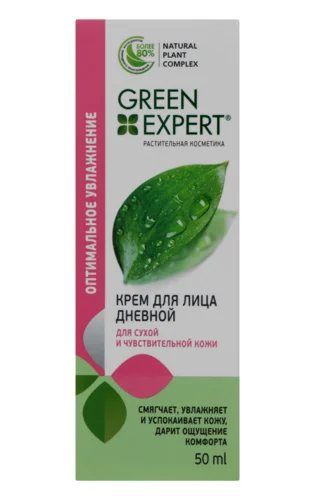 Крем для Обличчя Денний Інтенсивне Зволоження Green Expert, 50мл
