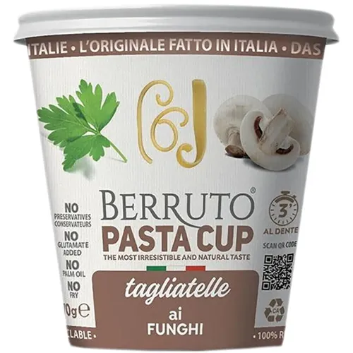 Макарони швидкого приготування Berruto Pasta Cup Тальятелле з грибами 70г