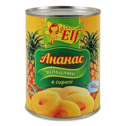 Консервований Ананас кільцями в сиропі Elf з/б 565г