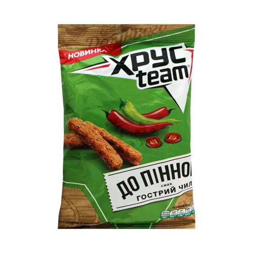 Хрусткі сухарики зі смаком чилі торговельної марки "Хрусteam" 70г