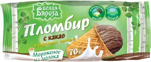 Морозиво пломбір з какао у вафлі, 70г