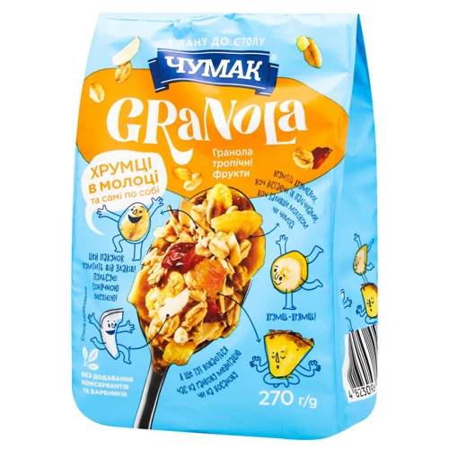 Гранола Чумак тропічні фрукти 270г
