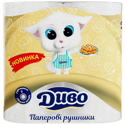Рушники паперові Диво Aroma Печиво 2-шарові білі 2шт