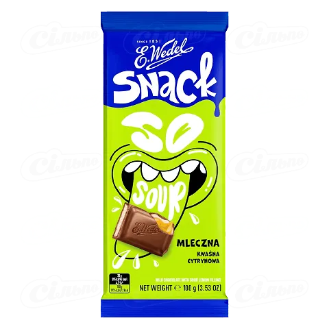 Шоколад молочний E.Wedel Snack з лимонною начинкою, 100г