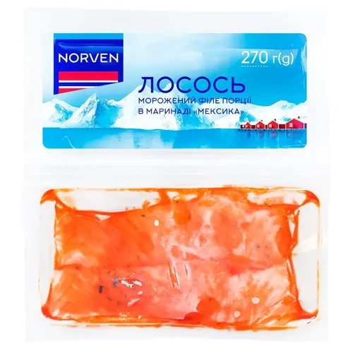 Філе Лосося Norven Мексика порції в маринаді свіжоморожене 270г