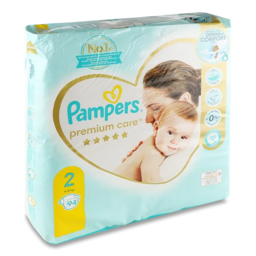 Підгузки Дитячі Одноразові Premium Care Pampers, 4-8 кг, 94 шт