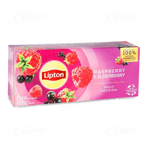 Чай фруктовий Lipton Raspberry&Elderberry, 20*1,6г