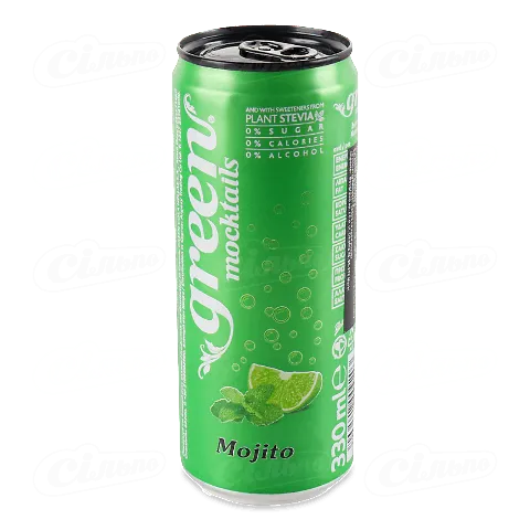Напій Green зі смаком мохіто безалкогольний газований у скляній банці, 0,33л