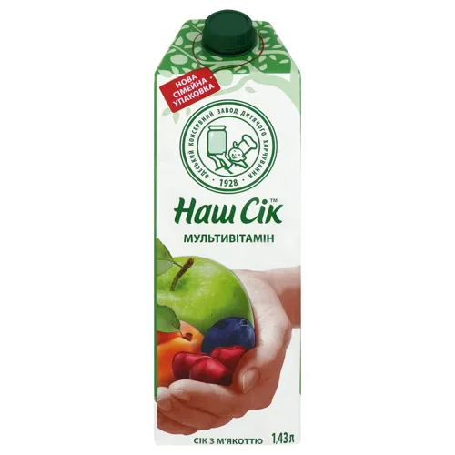 Сік мультивітамінний з м'якоттю Наш сік т/п 1.43л