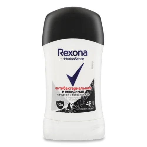 Антиперспірант-олівець Rexona Антибактеріальний, невидимий на чорному та білому одязі, 40 мл