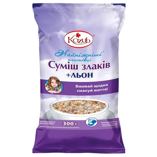 Пластівці Козуб Найніжніші Суміш Злаків+льон 300г