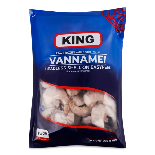 Креветка Швидкозаморожена Білонога Без Голови В Панцирі З Водою Глазурована 36-45 King б/г м/у, 700г