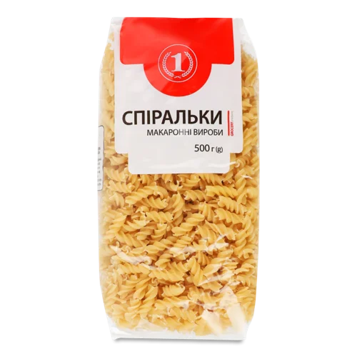 Макаронні Вироби Спіральки Вищого Ґатунку, 500г