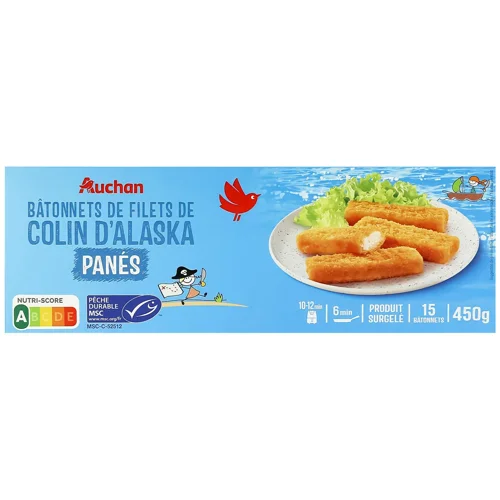 Палички рибні Auchan заморожені 450г