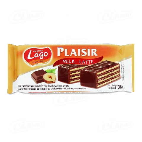 Вафлі Gastone Lagо з фундуковим кремом в молочному шоколаді, 38г