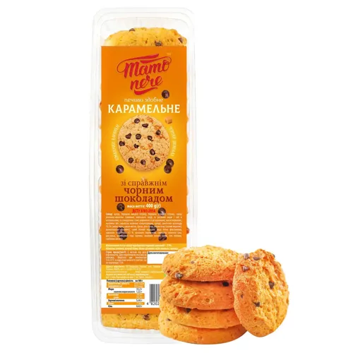 Печиво Тато Пече Карамельне зі шматочками шоколаду та карамеллю 400г