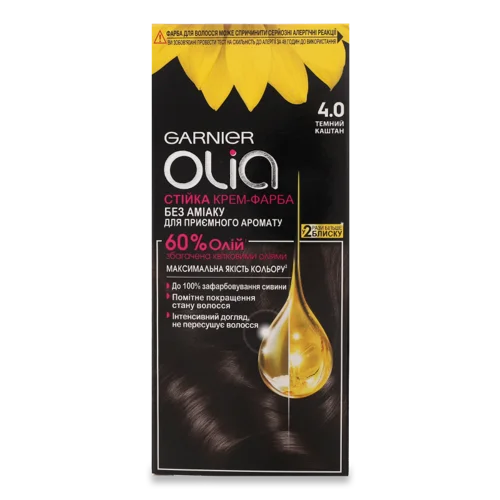 Крем-фарба Для Волосся Стійка Без Аміаку Olia №4 Garnier, 1шт