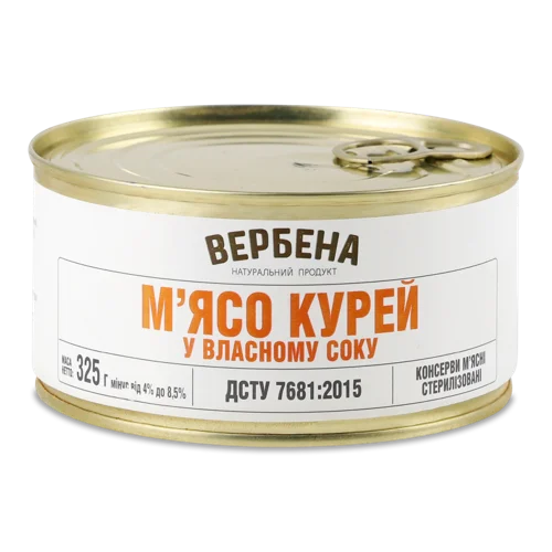 М'ясо Курей Власного Соку, В/ґ, З/Б 325г