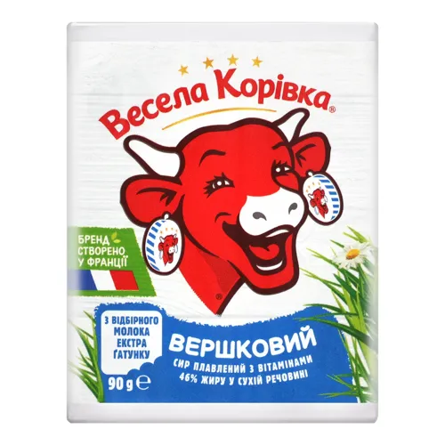 Сир 46% плавлений з вітамінами Вершковий Весела Корівка м/у 90г