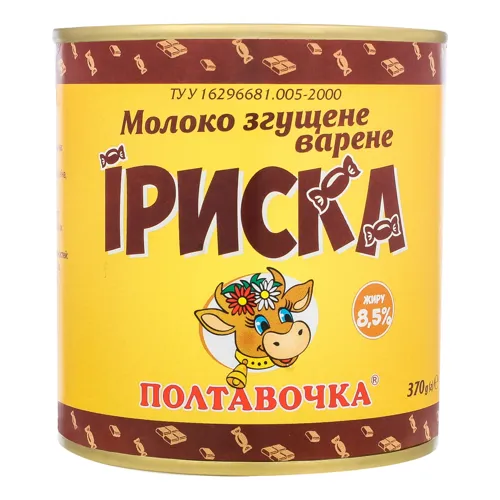 Молоко згущене 8.5% варене Іриска Полтавочка з/б 370г