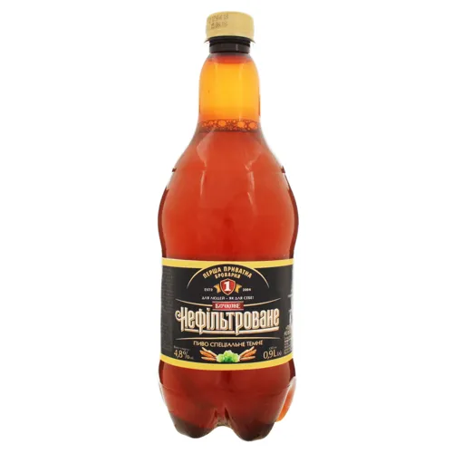 Пиво спеціальне 0.9л 4.8% темне нефільтроване Бочкове