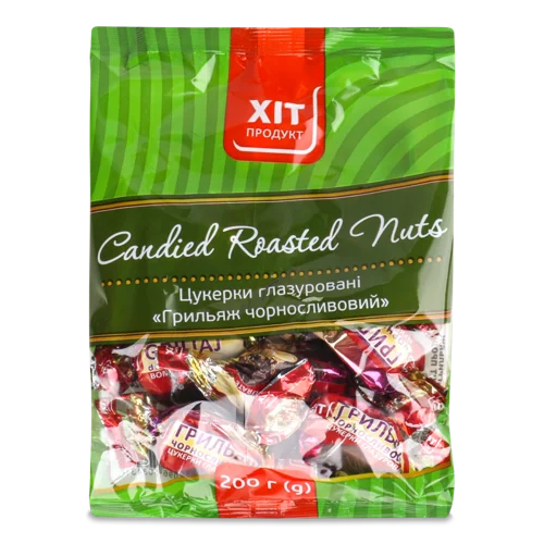 Цукерки Глазуровані Грильяж Чорносливовий, вищого ґатунку, м/у 200г