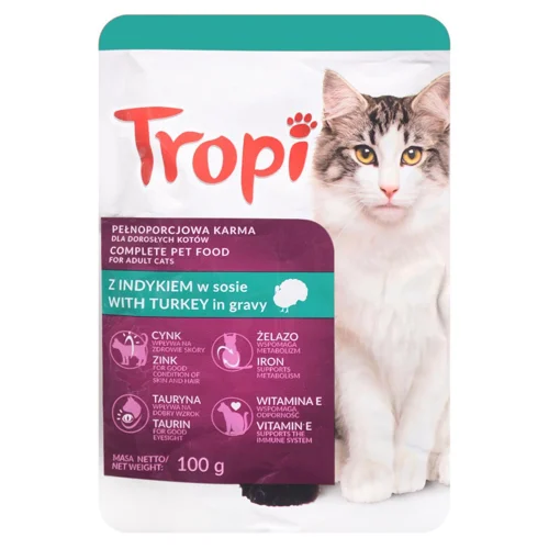 Корм вологий Tropi з індичкою для котів 100г