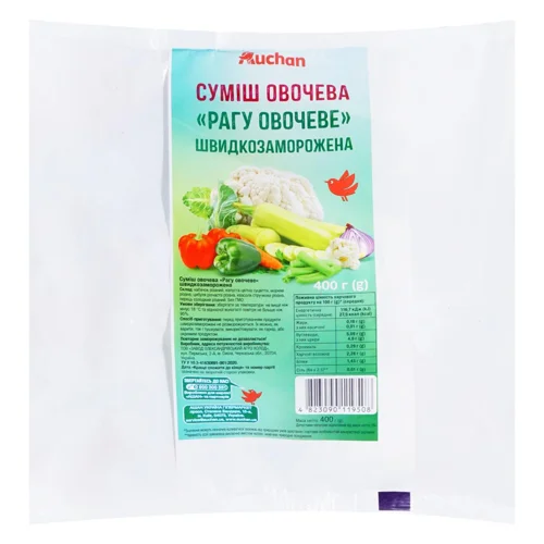 Суміш овочева Auchan Рагу овочеве швидкозаморожена 400г