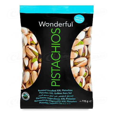 Фісташки Wonderful Pistachios смажені несолоні, 115г