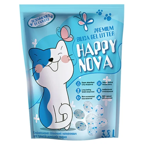 Наповнювач гігієнічний Happy Nova для котів силікагелевий 3,8л 1,46кг