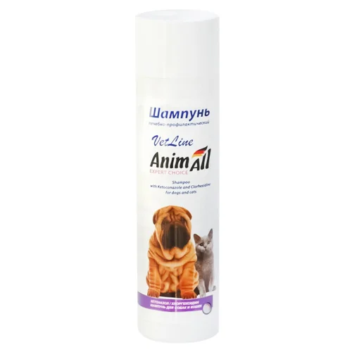Шампунь для котів та собак AnimAll з хлоргексидином і кетоконазолом 250мл