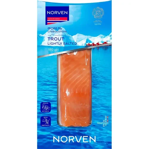 Сьомга Norven холодного копчення філе-шматок на шкірі 180г