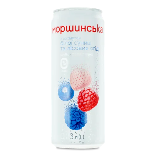 Напій Безалкогольний Сильногазований З Ароматом Білої Суниці Та Лісових Ягід, в/ґ, з/б 0.33л