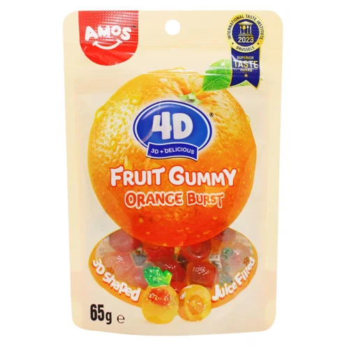 Цукерки Amos 4D Orange Burst у формі апельсина 65г