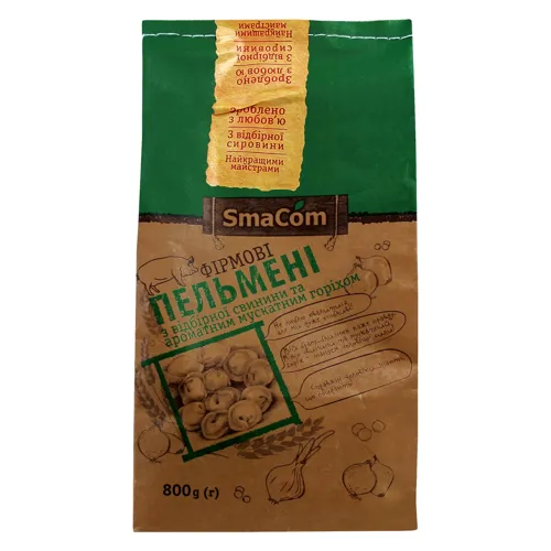 Пельмені з відбірної свинини та ароматним мускатним горіхом Фірмові SmaCom м/у 800г