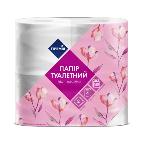 Папір туалетний «Премія»® 2-шаровий, 4шт