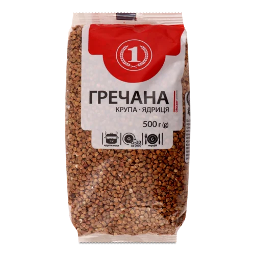 Гречана Крупа Ядриця Вищого Ґатунку, ТМ '1', м/у 500г